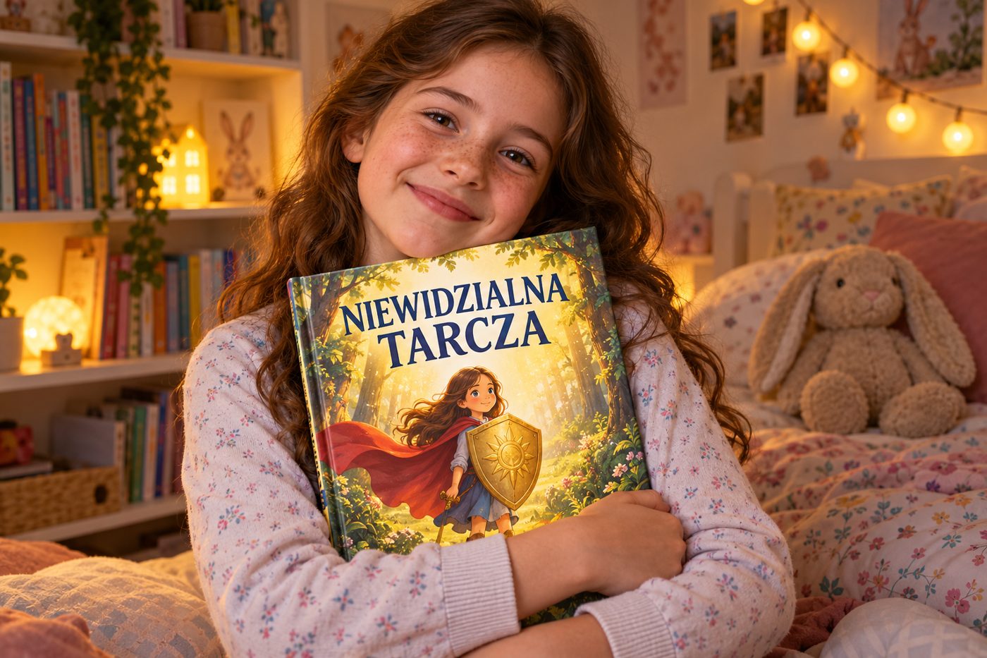 Dziewczynka trzymająca książkę „Niewidzialna Tarcza”